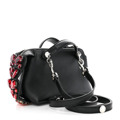 Fendi Vitello Dolce Crystal Heart Croc Tail Mini By The Way Boston Bag Black Rosso 3 of 11