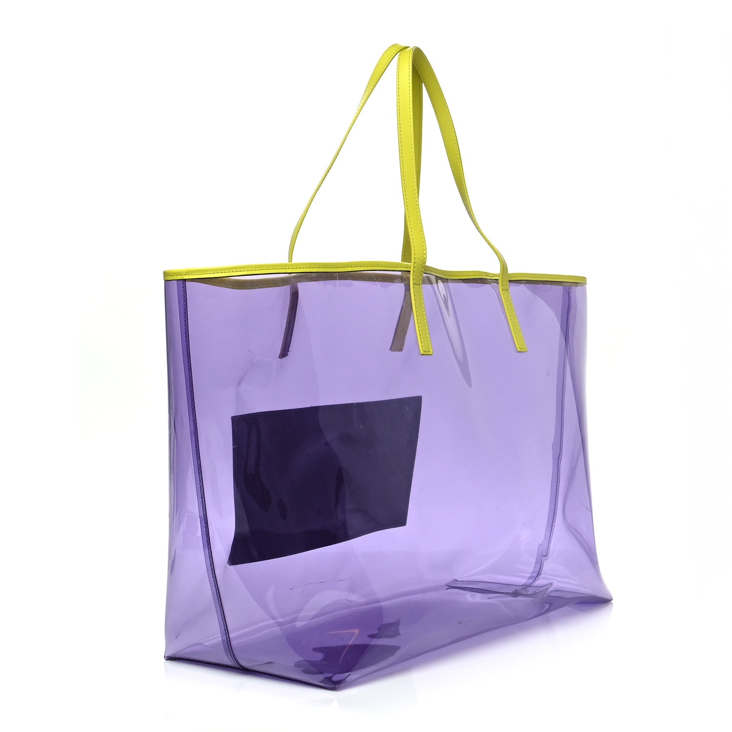 Versace Vinyl Calfskin 90s Logo Tote Purple Yellow 4 of 14