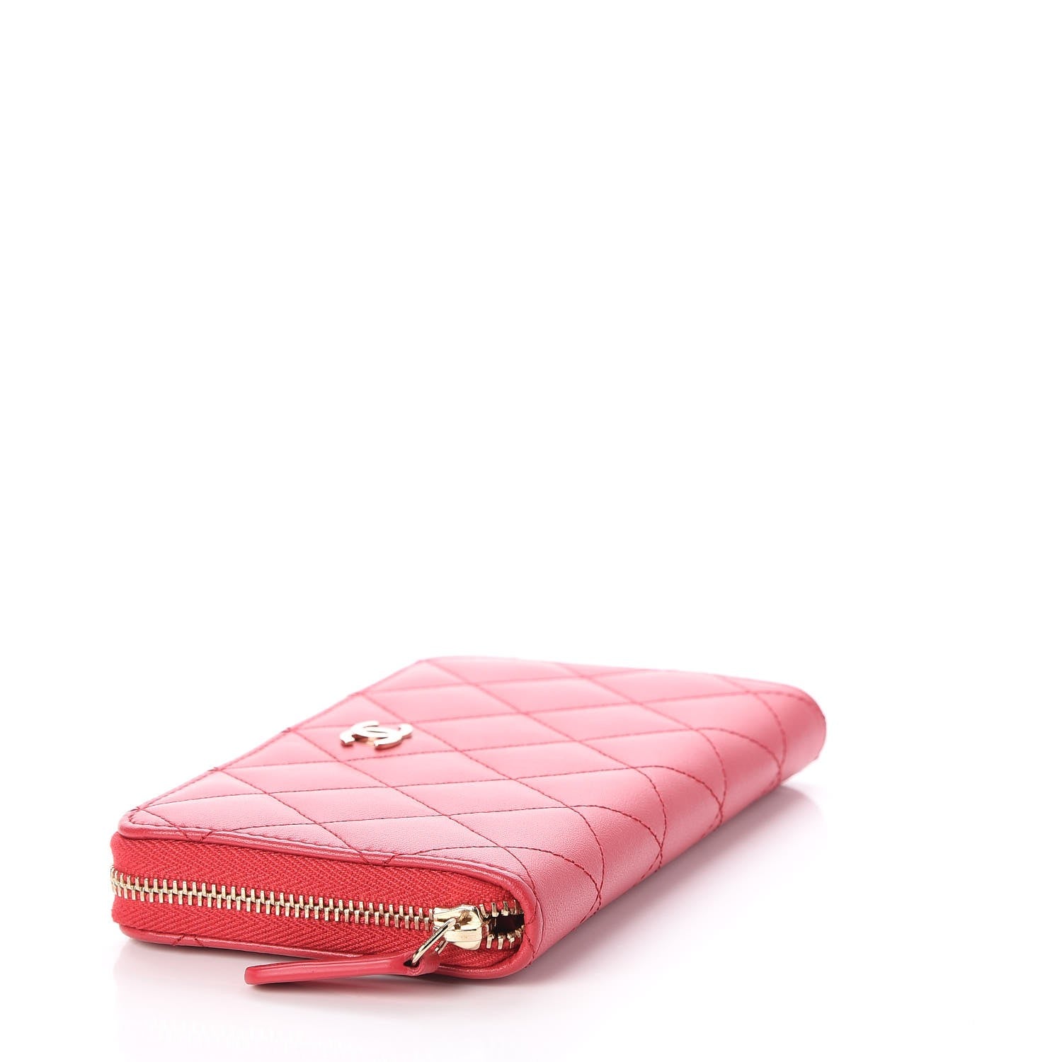 Chanel Lambskin Quilted Small Zip Around Wallet Dark Pink 4 of 7