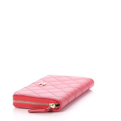 Chanel Lambskin Quilted Small Zip Around Wallet Dark Pink 4 of 7