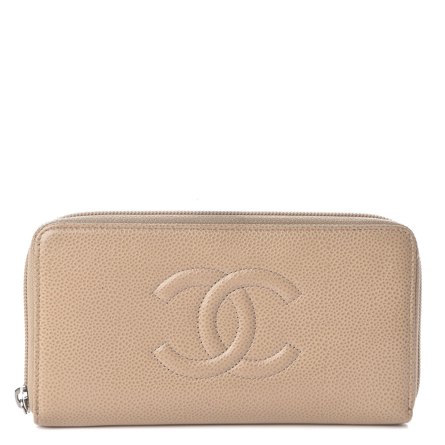 Chanel Caviar Large Timeless CC Zip Around Wallet Beige 1 of 9