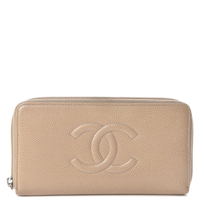 Chanel Caviar Large Timeless CC Zip Around Wallet Beige 1 of 9