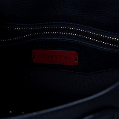 Valentino Garavani Vitello Large Rockstud Halfmoon Saddle Bag Black 8 of 11