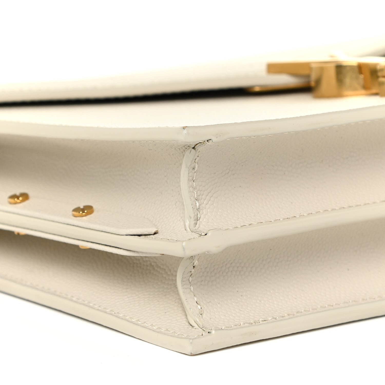 Saint Laurent Grain De Poudre Monogram Cassandra Clasp Bag Vintage White 9 of 18