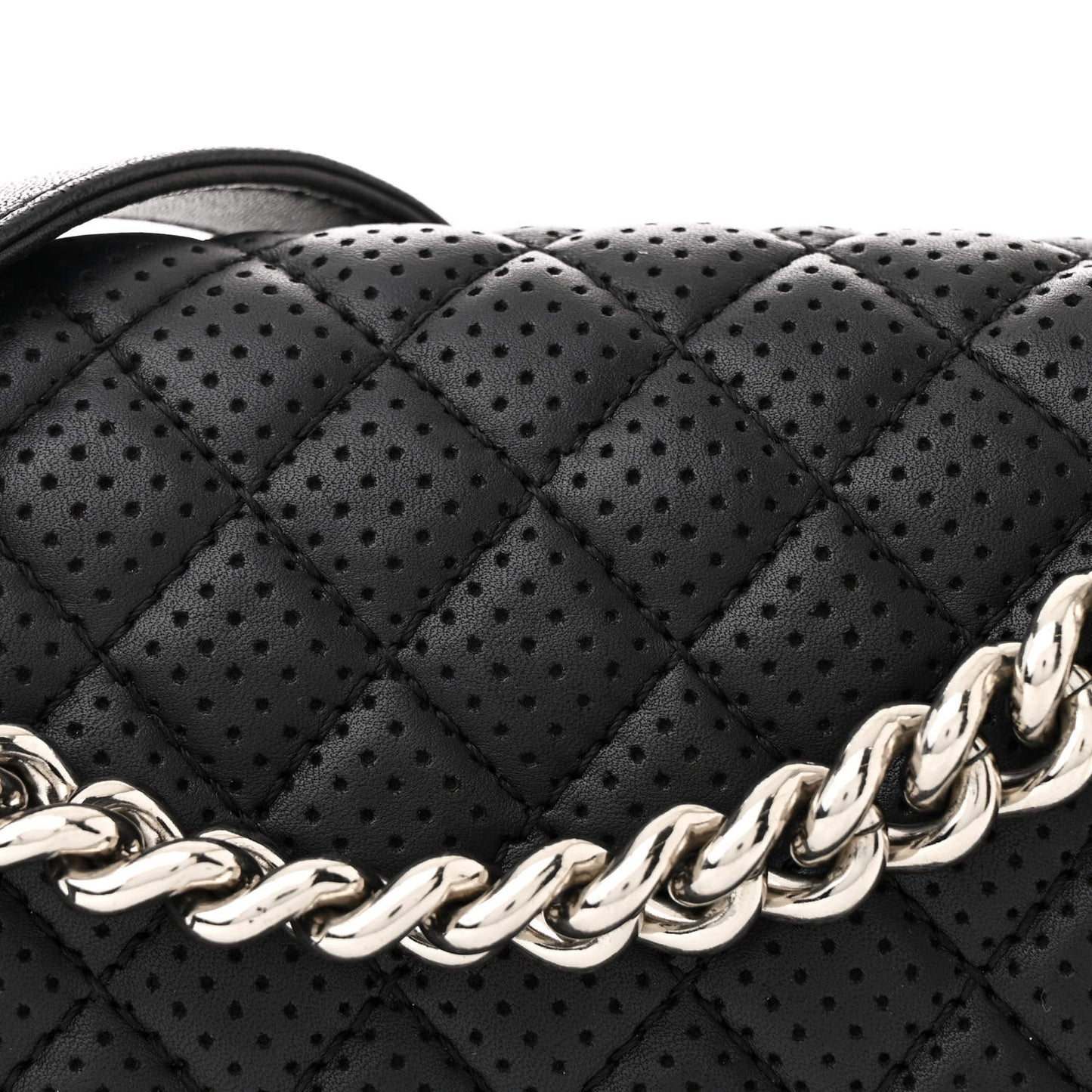 Lambskin Perforated Medium Boy Flap Black