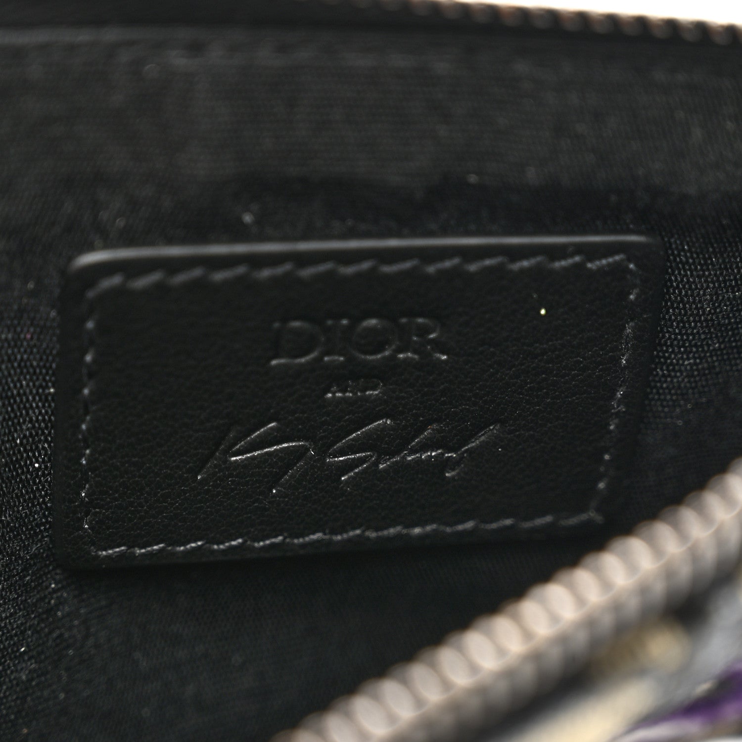 Christian Dior X KENNY SCHARF Oblique Canvas Embroidered Zip Card Holder Charcoal 6 of 7