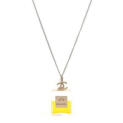 Chanel Metal Resin CC No 5 Perfume Bottle Necklace Light Gold 1 of 4
