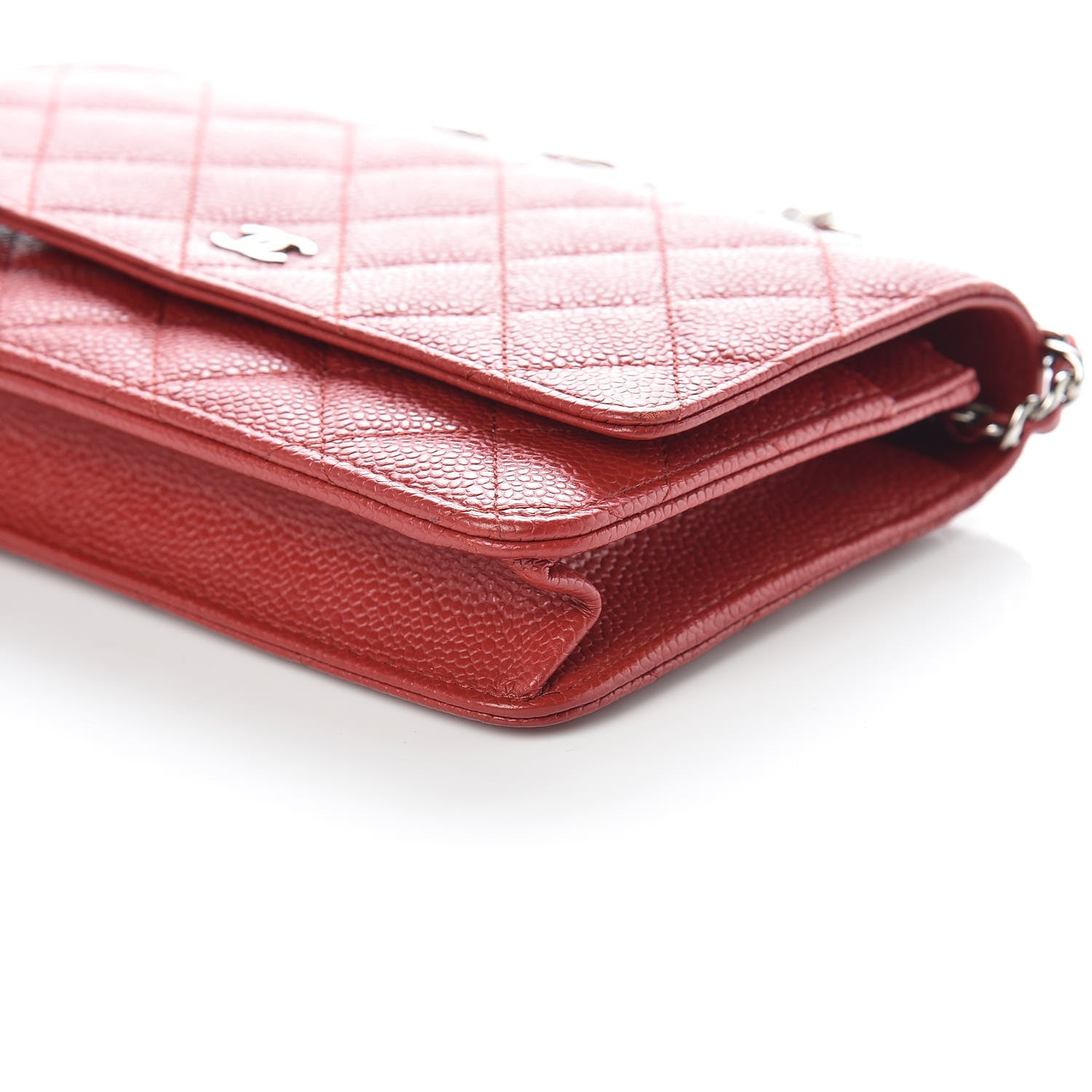 Chanel Caviar Quilted Wallet on Chain WOC Red 10 of 11