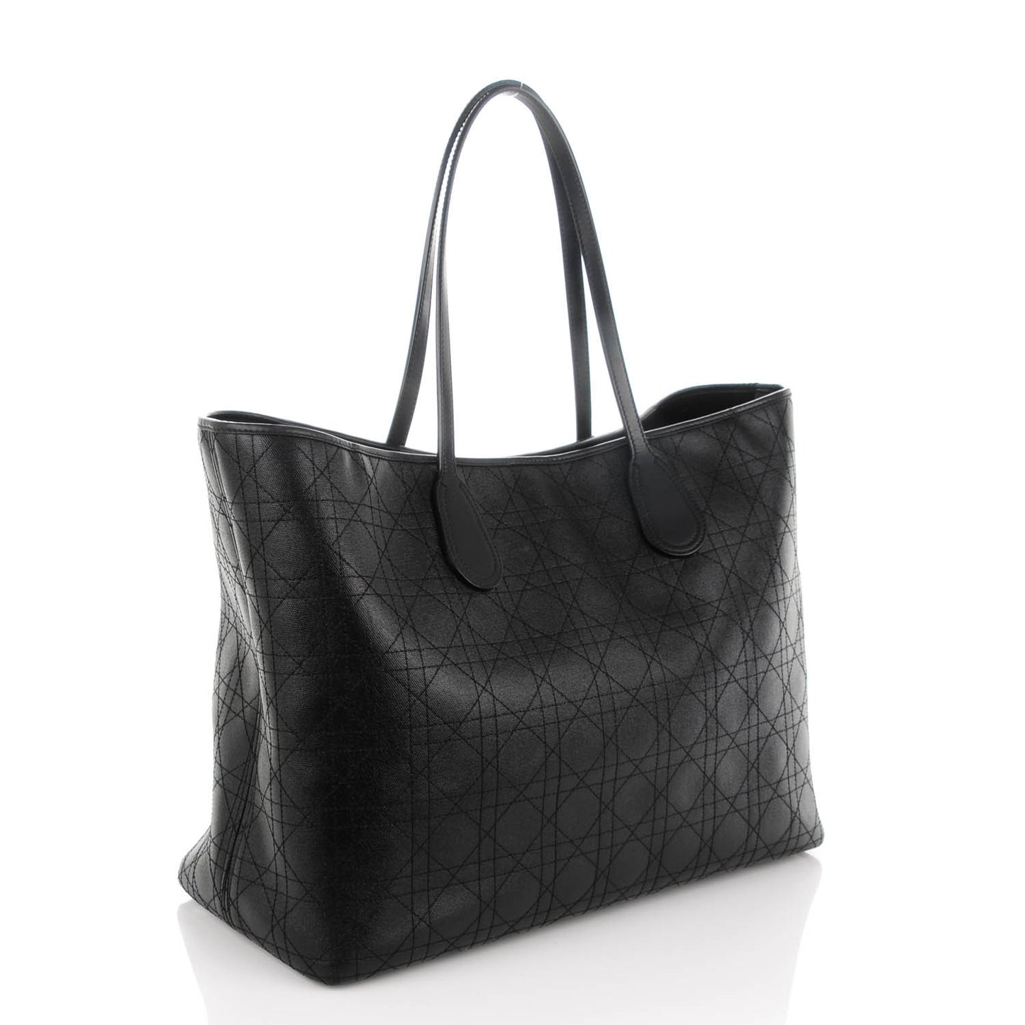Coated Canvas Cannage Large Panarea Shopping Tote Black