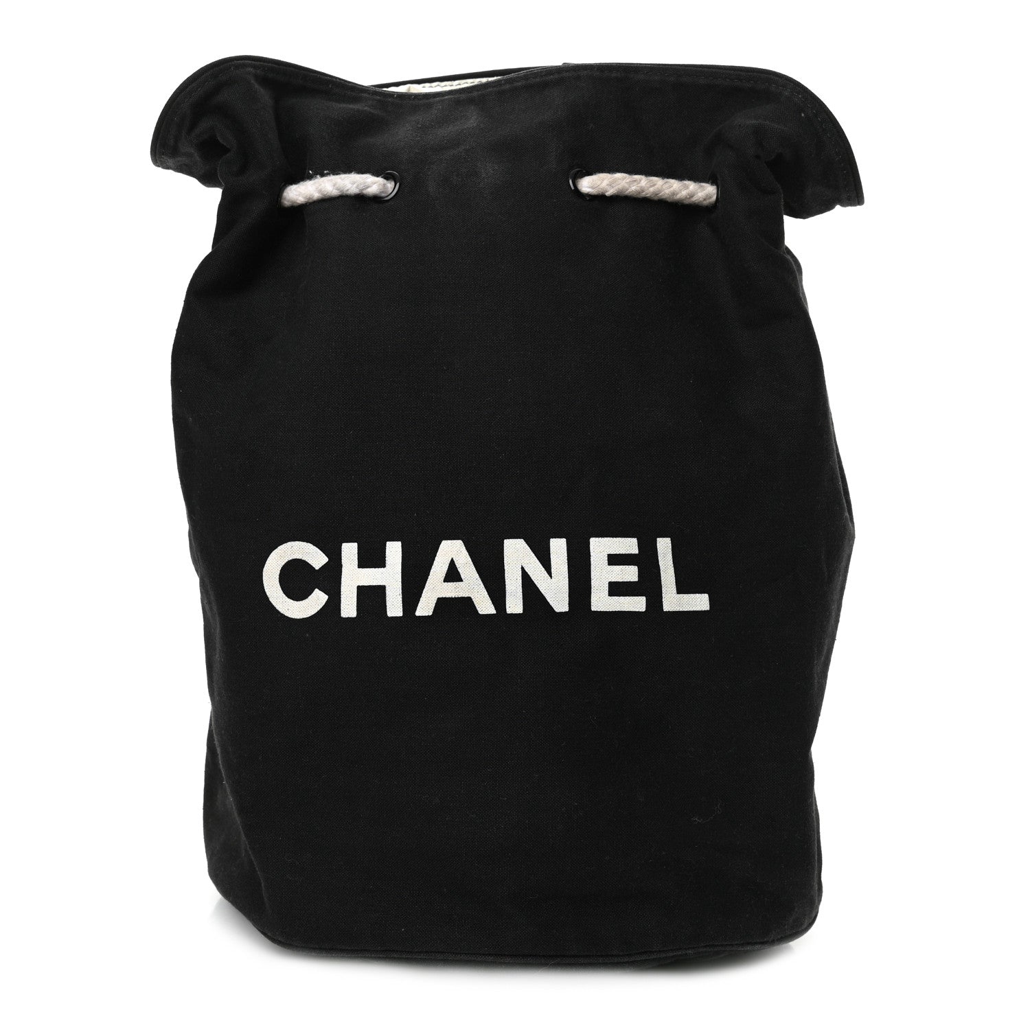 Chanel Canvas Drawstring Backpack Black White 1 of 10