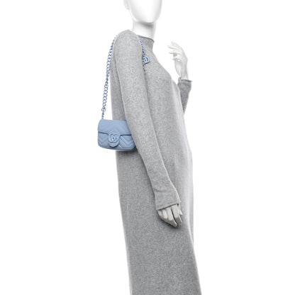 Gucci Calfskin Matelasse Monochrome GG Marmont Chain Belt Bag Porcelain Light Blue 2 of 12