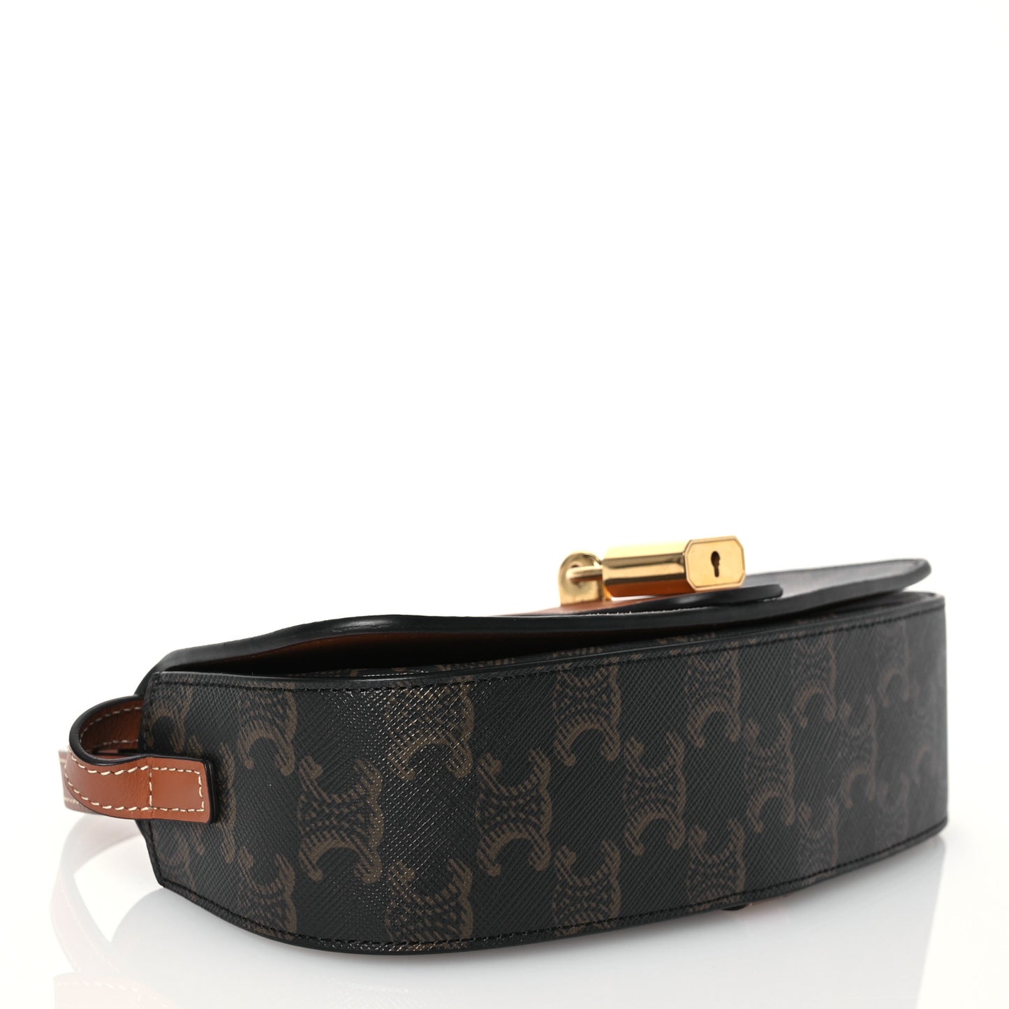 Triomphe Canvas Calfskin Tabou Clutch on Strap Tan