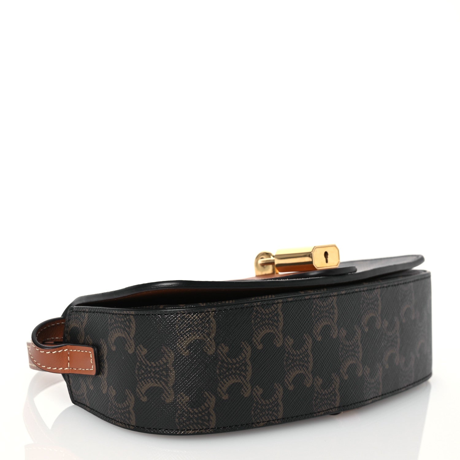 Celine Triomphe Canvas Calfskin Tabou Clutch on Strap Tan 4 of 11