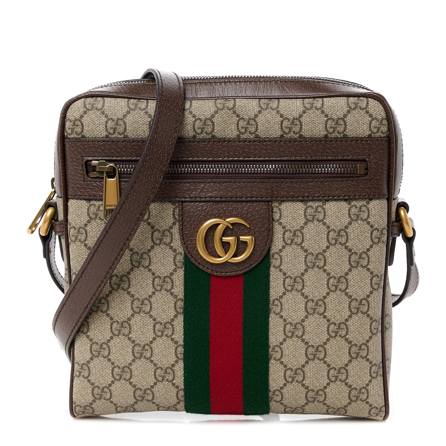 GG Supreme Monogram Web Small Ophidia Messenger Bag Brown