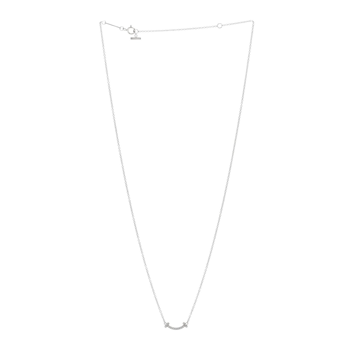 18K White Gold Diamond Mini T Smile Pendant Necklace