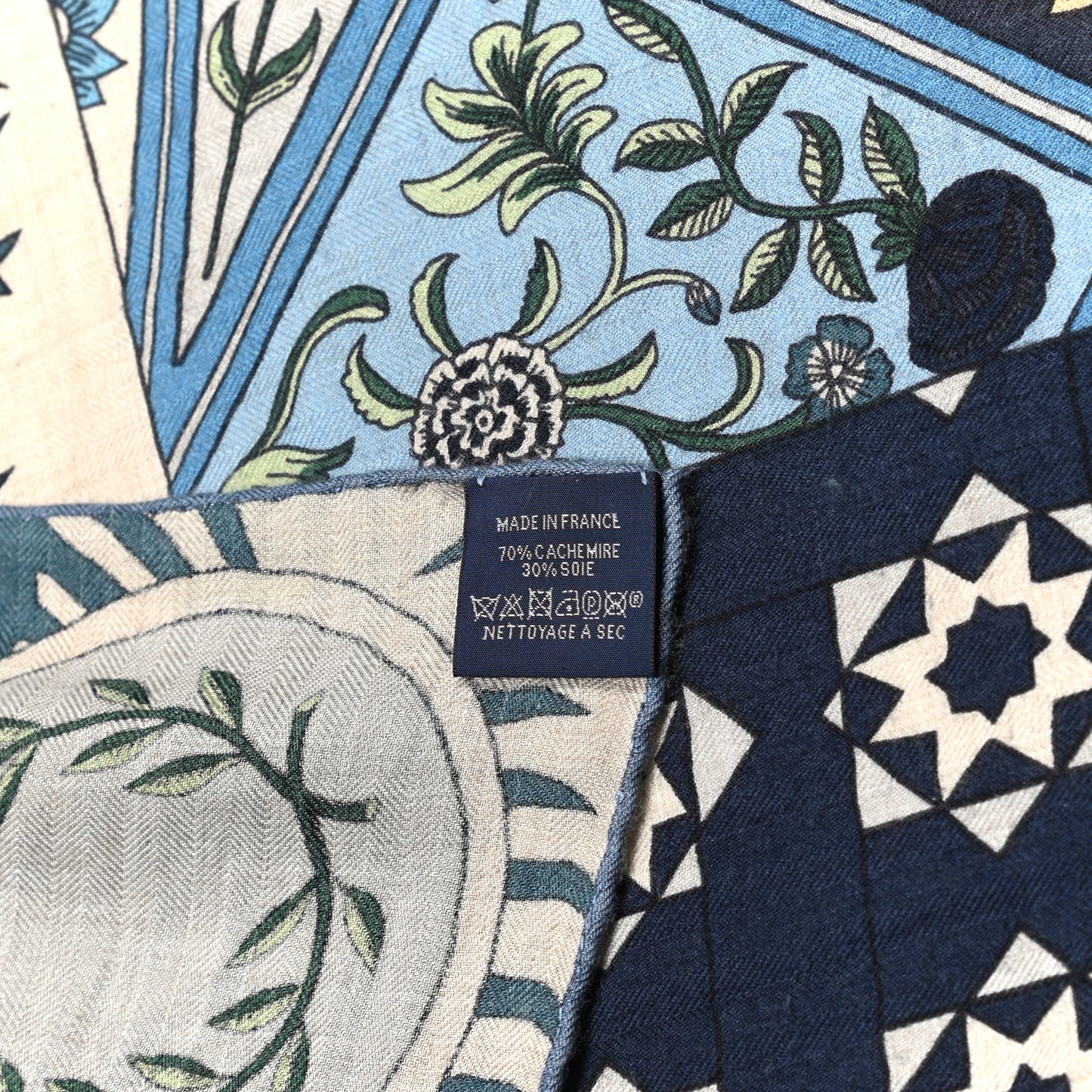 Cashmere Silk La Danse Des Amazones Shawl 140 Bleu Gris Vert