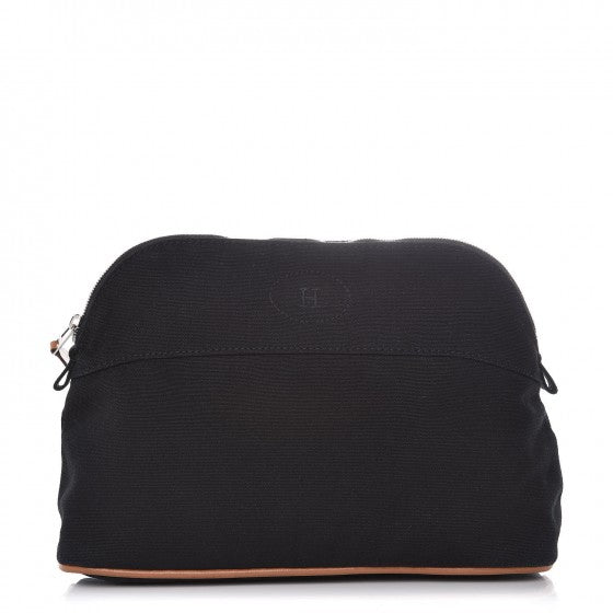 Hermes Cotton Canvas Bolide Travel Cosmetic Pouch Black 1 of 7