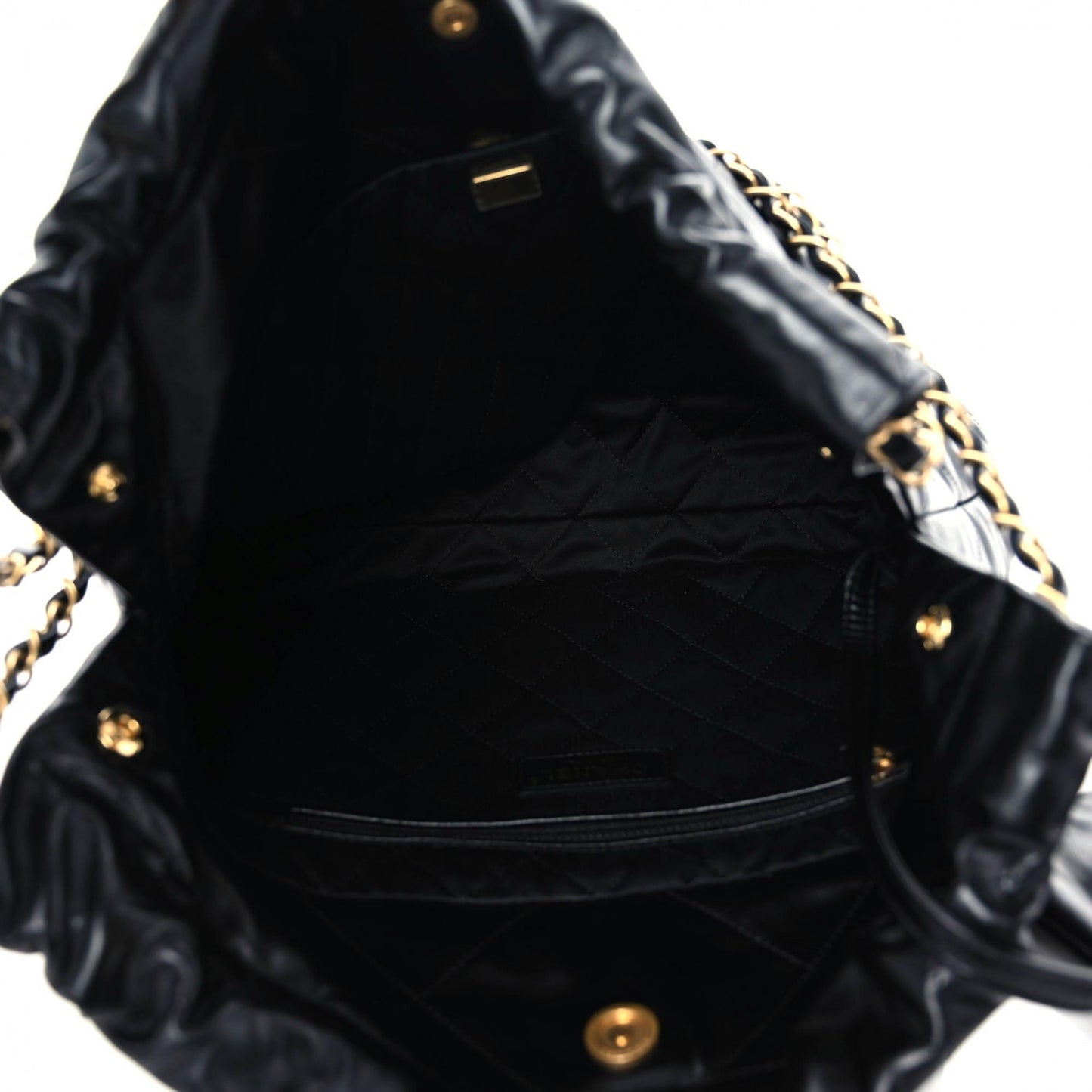 Shiny Calfskin Quilted Small Chanel 22 Black