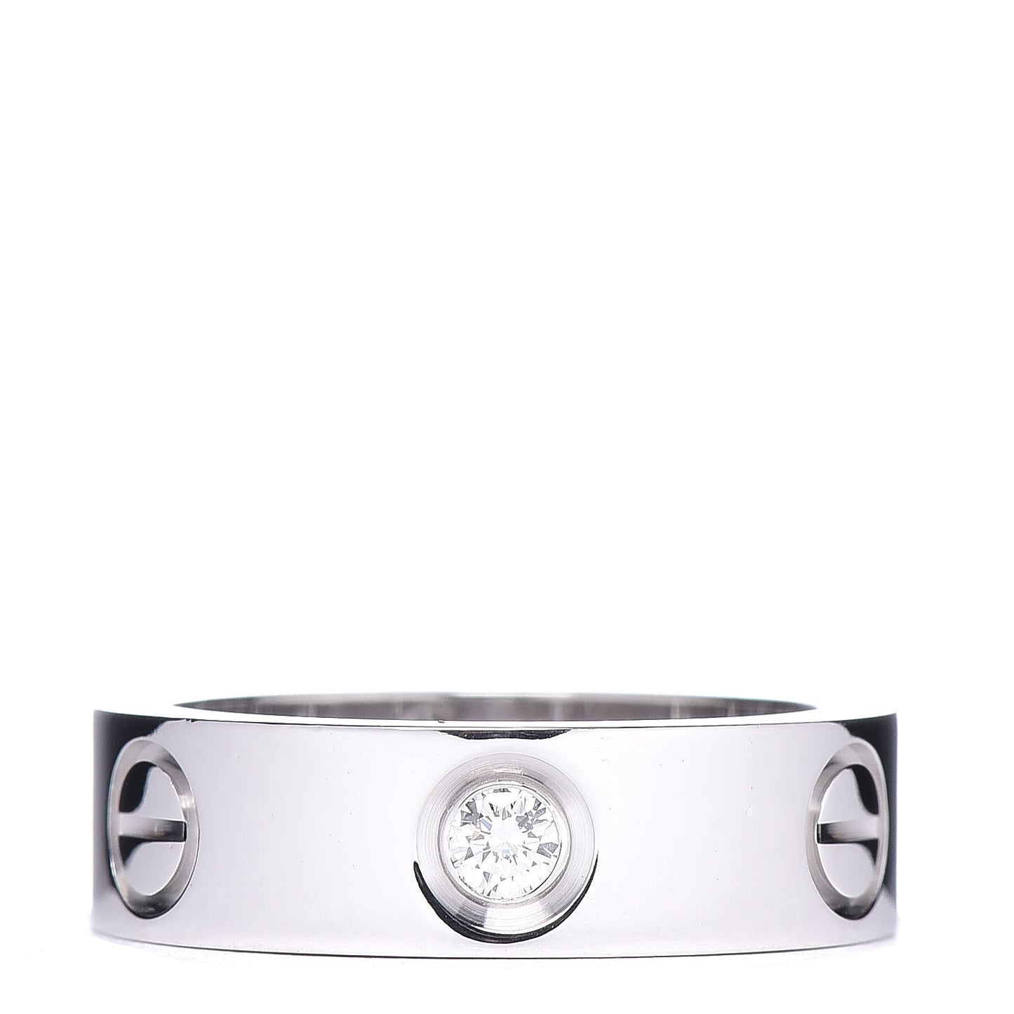 18K White Gold 3 Diamond 5.5mm LOVE Ring 49 5