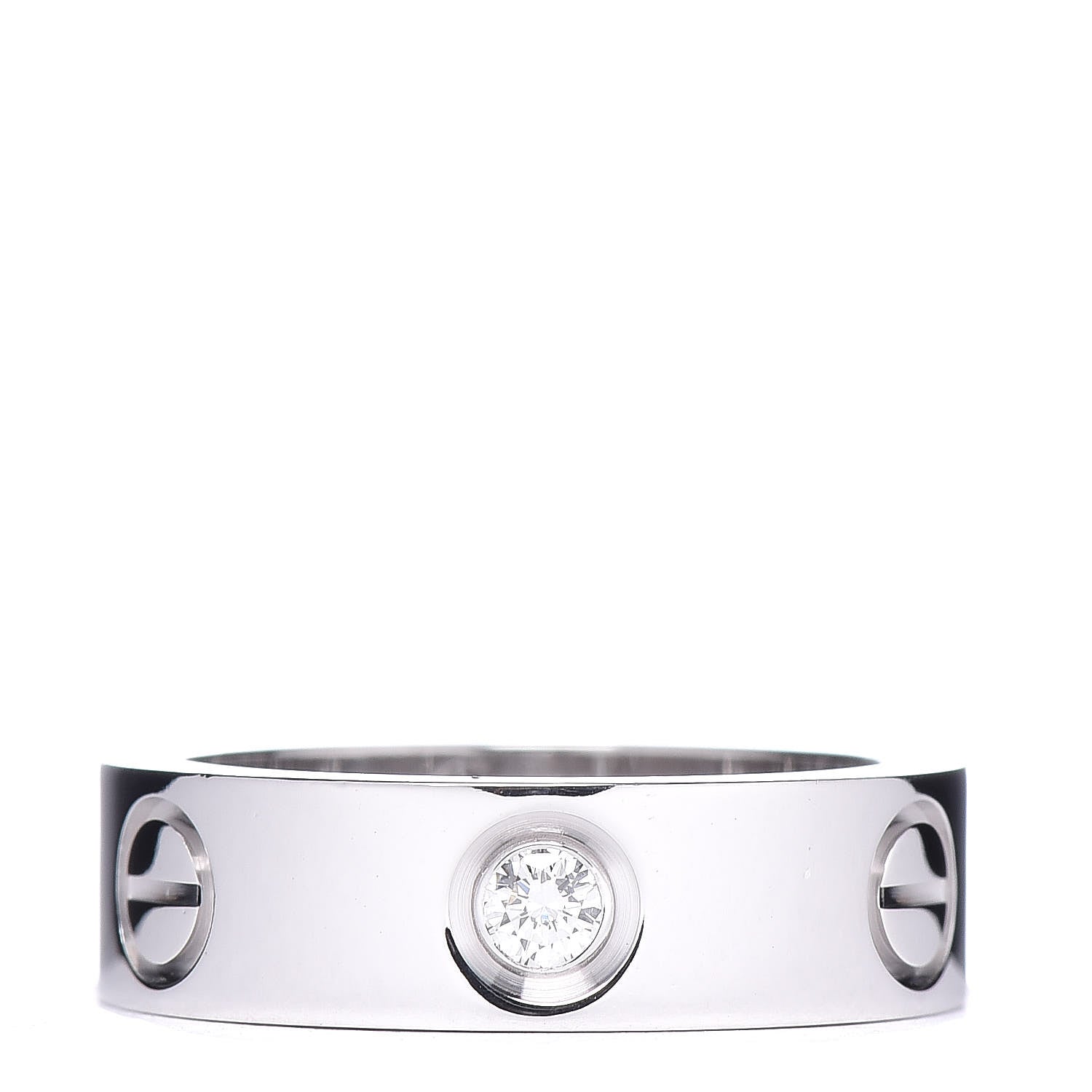Cartier 18K White Gold 3 Diamond 5.5mm LOVE Ring 49 5 1 of 4