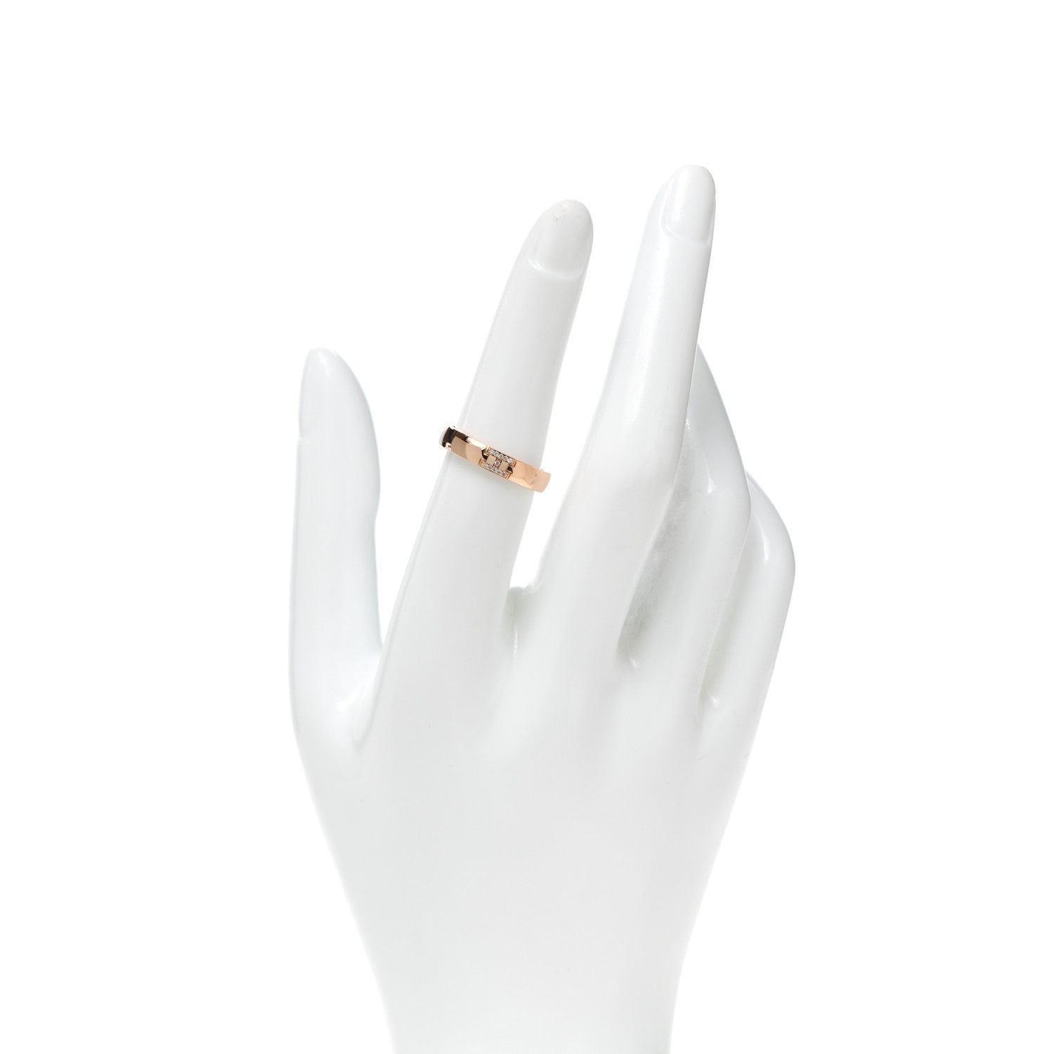 Hermes 18K Rose Gold Diamond Ever Herakles Wedding Band Ring 53 6.25 2 of 5