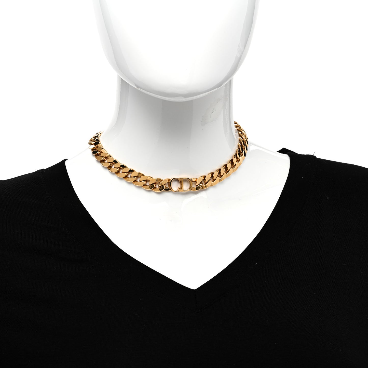 Metal CD Choker Necklace Gold