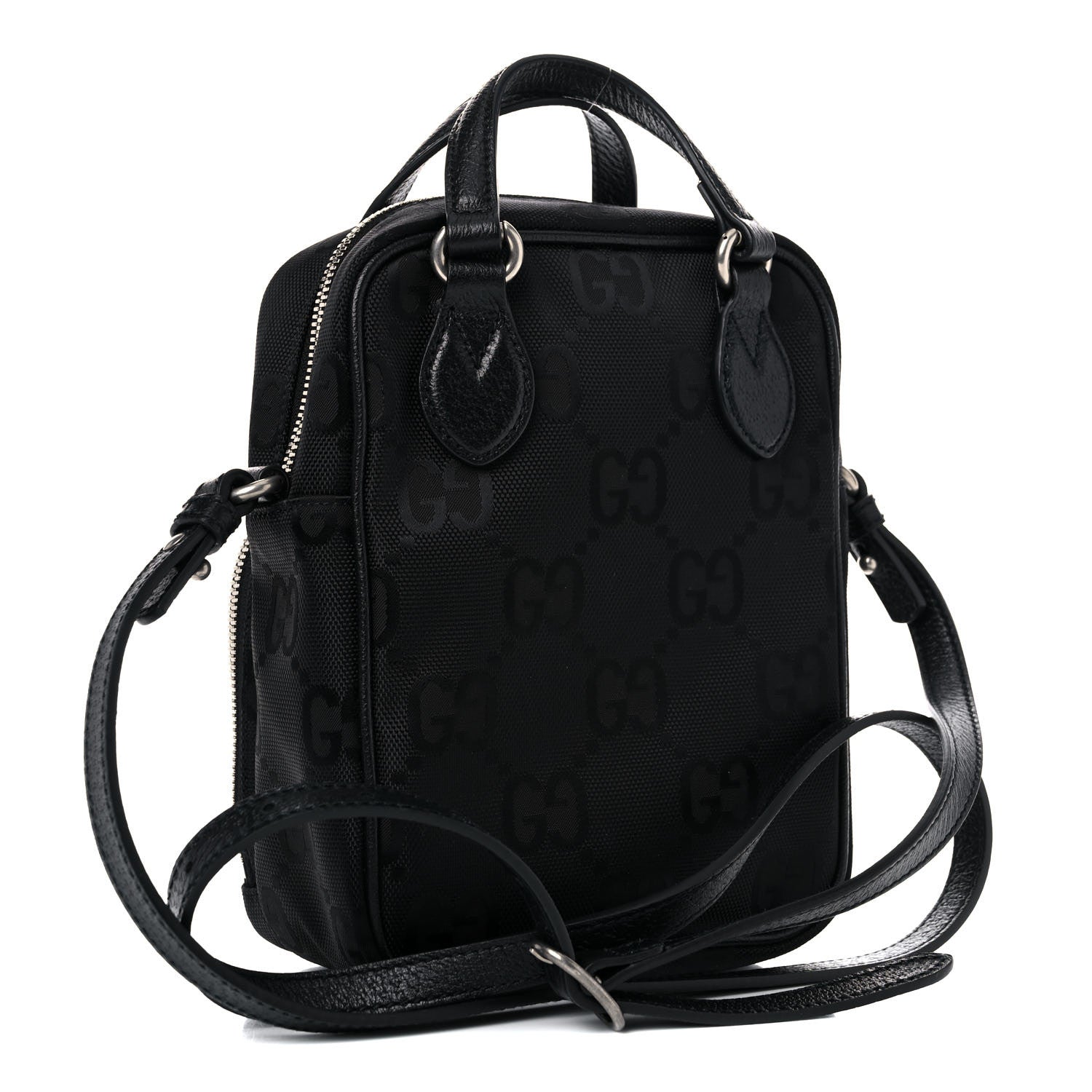 Gucci Econyl Nylon Monogram Off The Grid Shoulder Bag Crop Black 2 of 9