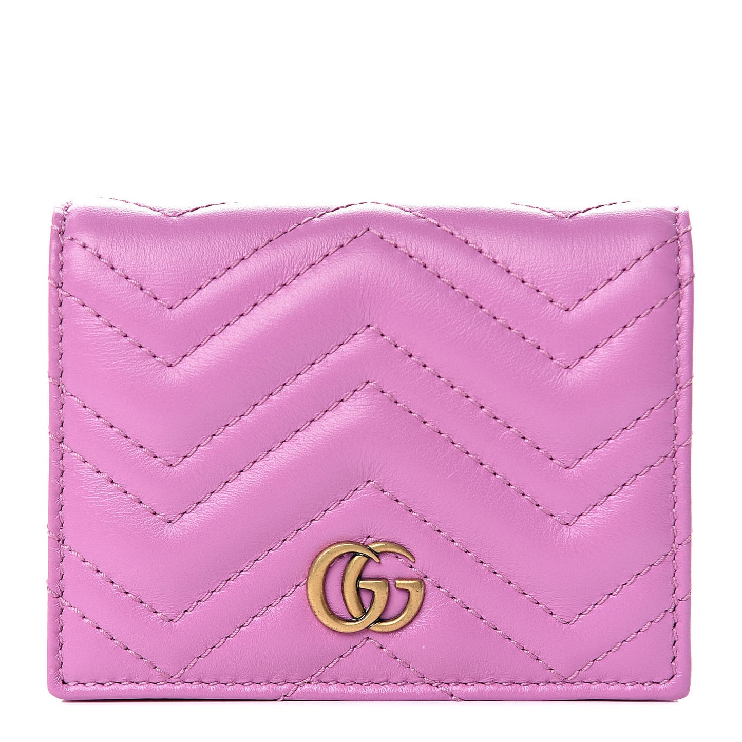 Calfskin Matelasse GG Marmont Card Case Candy Mousse