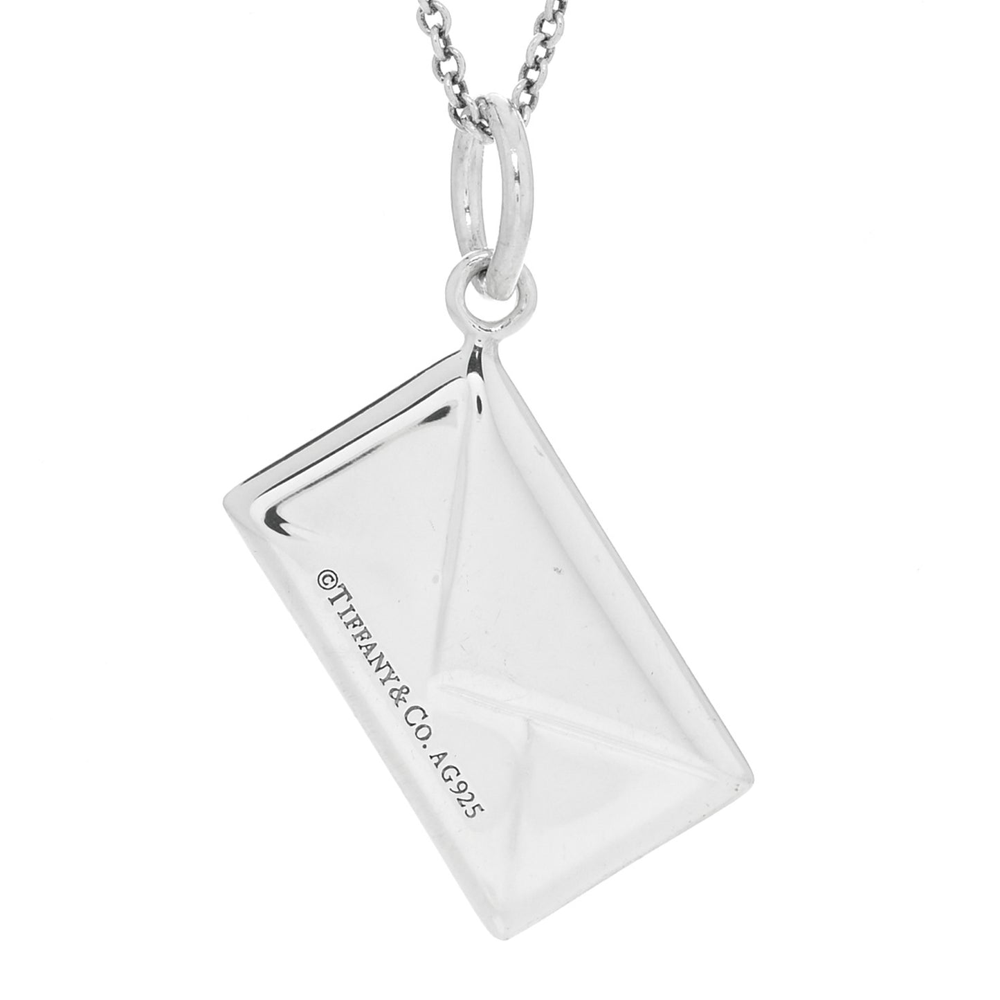 Sterling Silver Diamond Envelope Pendant Necklace