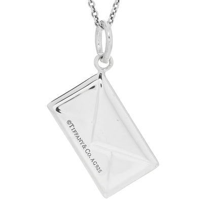 Tiffany Sterling Silver Diamond Envelope Pendant Necklace 4 of 5