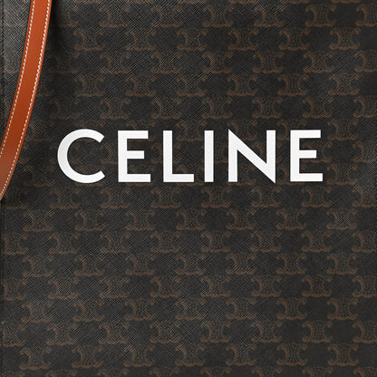 Celine Triomphe Canvas Calfskin Small Vertical Cabas Tan 8 of 10