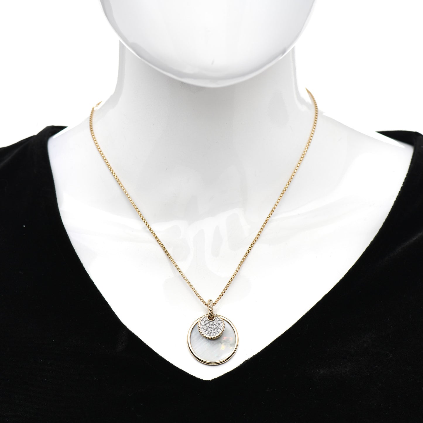 18K Yellow Gold Diamond Black Onyx Mother of Pearl Medium Reversible Elements Necklace