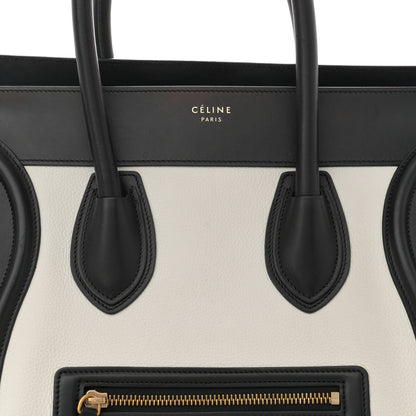 Celine Nubuck Drummed Calfskin Mini Bi-Color Luggage Black White 8 of 11