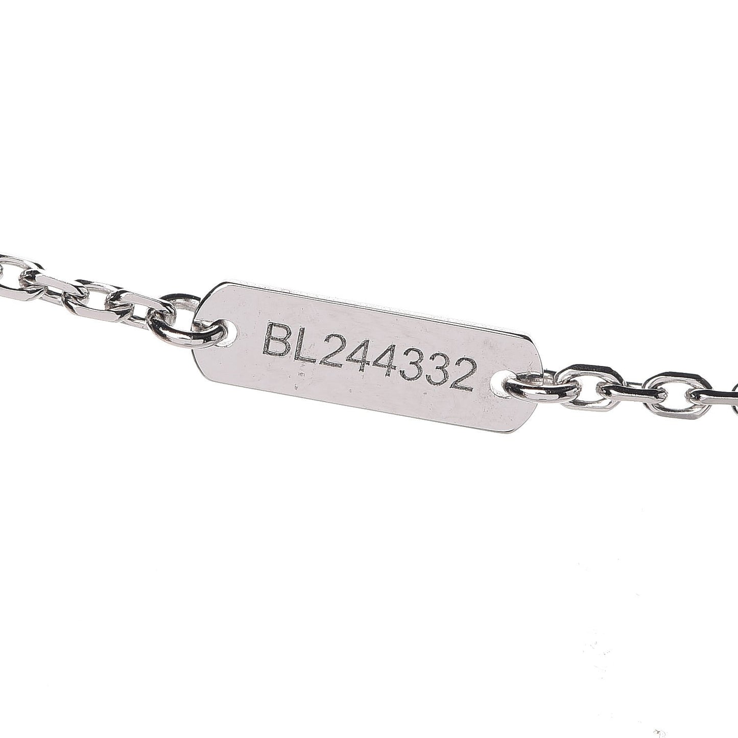 18K White Gold Mother of Pearl Vintage Alhambra Pendant Necklace