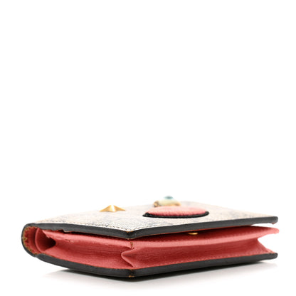 Gucci GG Supreme Monogram Face Embroidered Card Case Wallet Pink 4 of 9