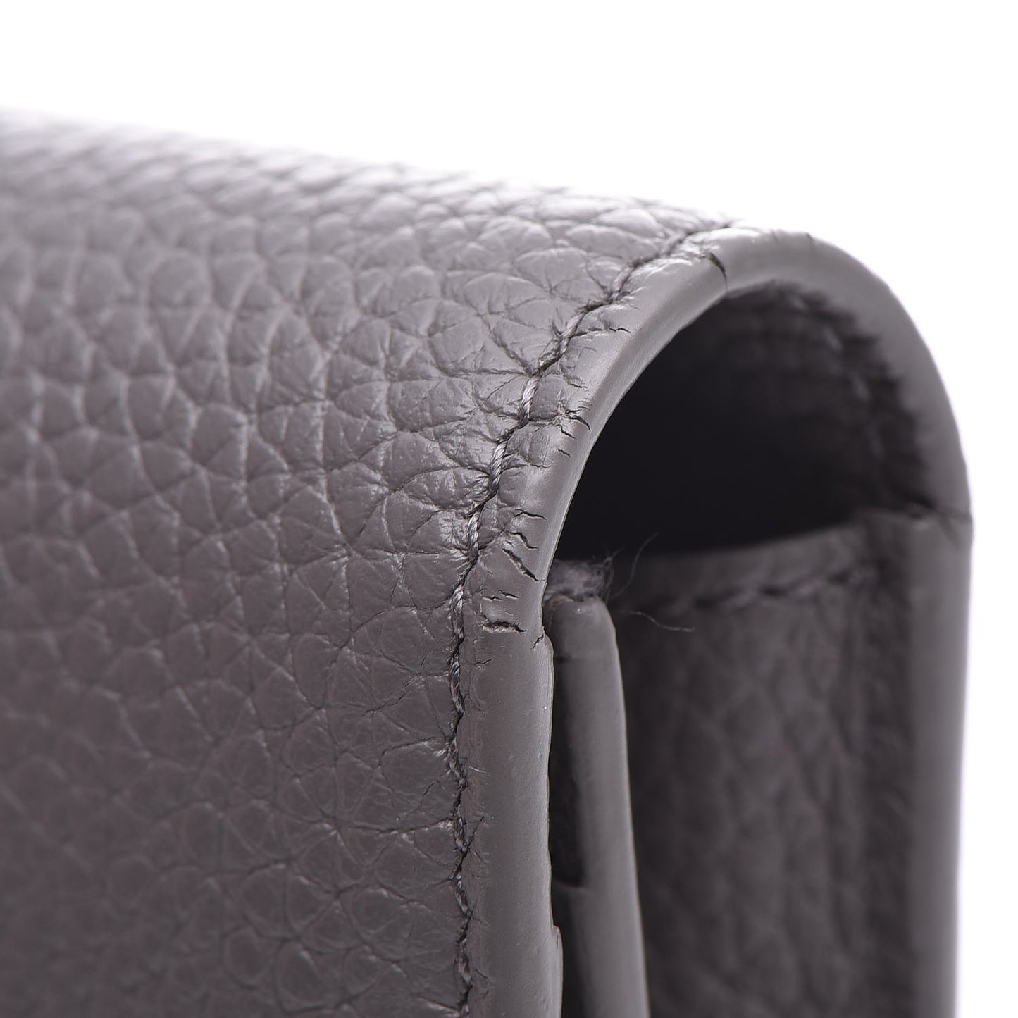 Grained Calfskin Sac De Jour Souple Thin Wallet Fog