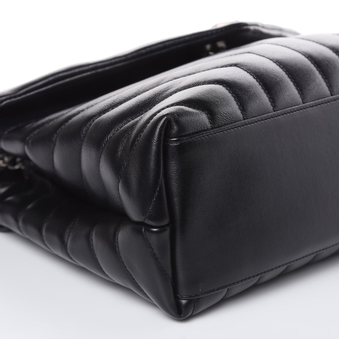 Calfskin Y Quilted Monogram Medium Loulou Chain Satchel Black