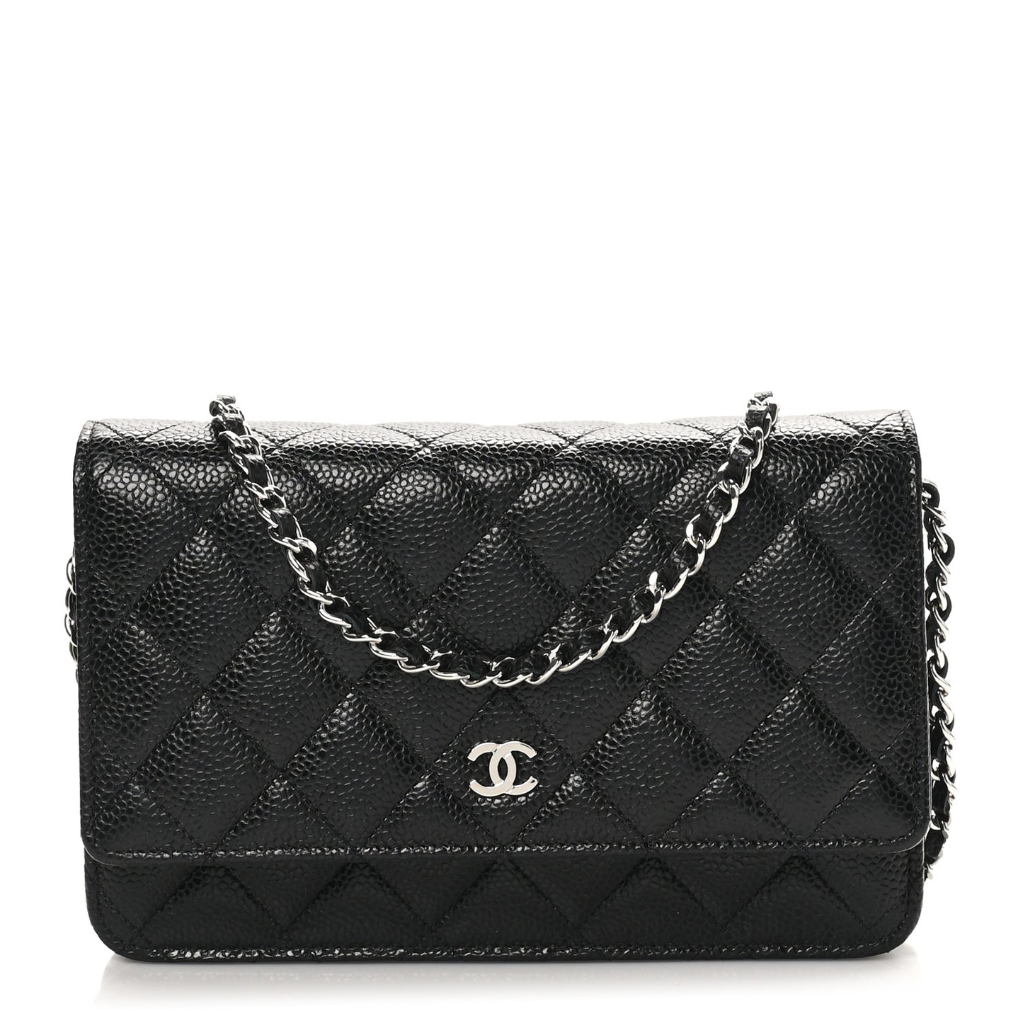 Caviar Quilted Wallet on Chain WOC Black
