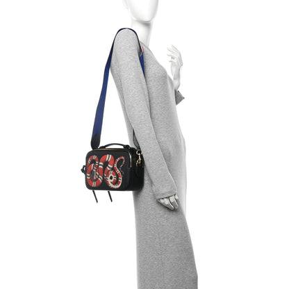 Gucci Grained Calfskin Sylvie Web Kingsnake Small Camera Bag Black Multicolor 2 of 13
