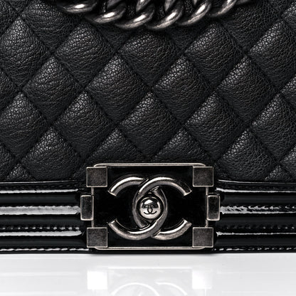Chanel Goatskin Quilted Patent Medium Duo Boy Flap Black 8 of 15