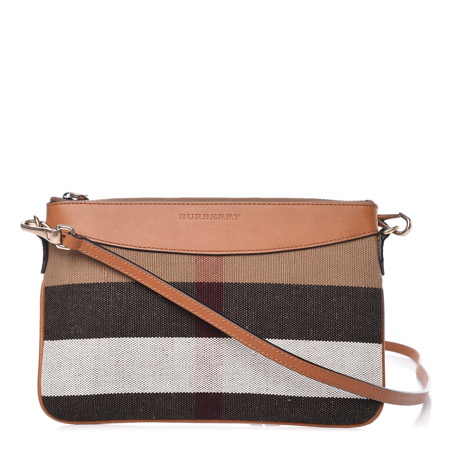 Mega Check Peyton Crossbody Clutch Bag Saddle Brown