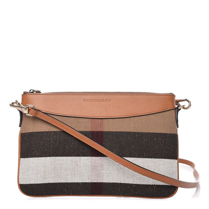 Burberry Mega Check Peyton Crossbody Clutch Bag Saddle Brown 1 of 10