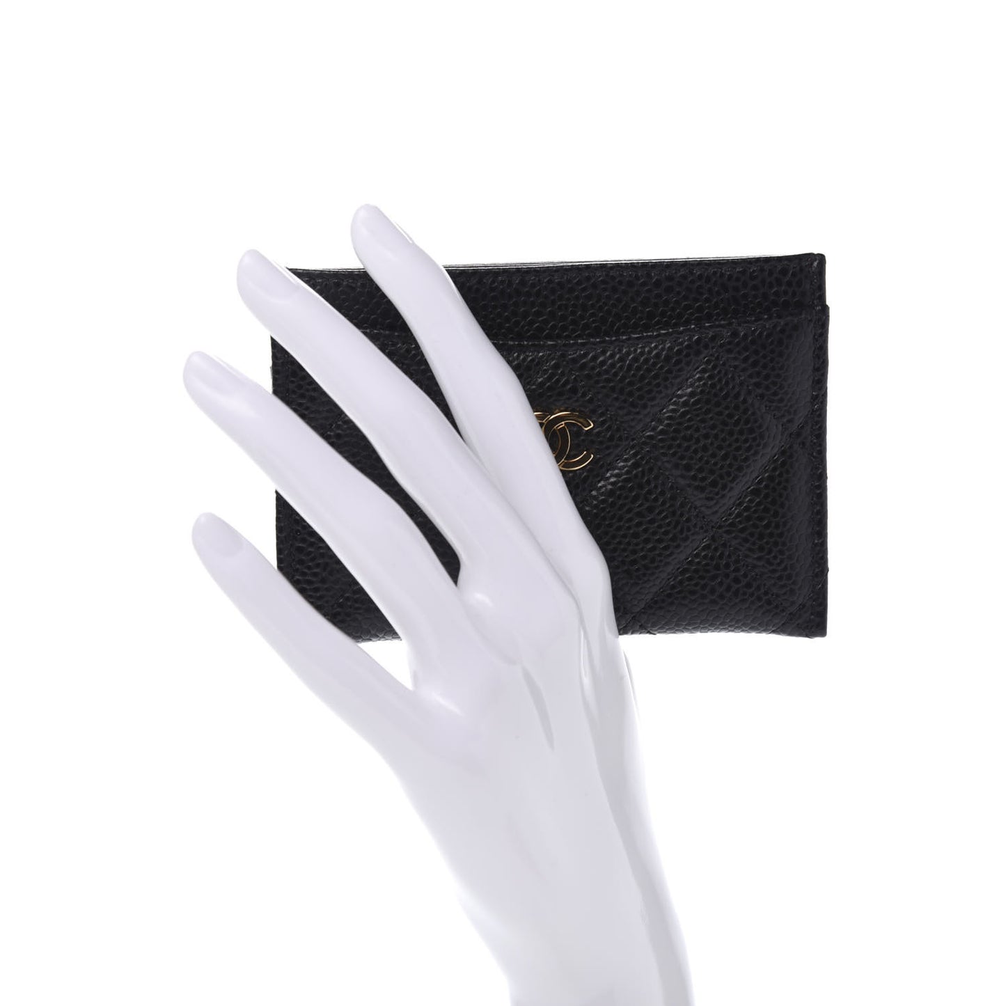 Caviar Quilted Card Holder Black