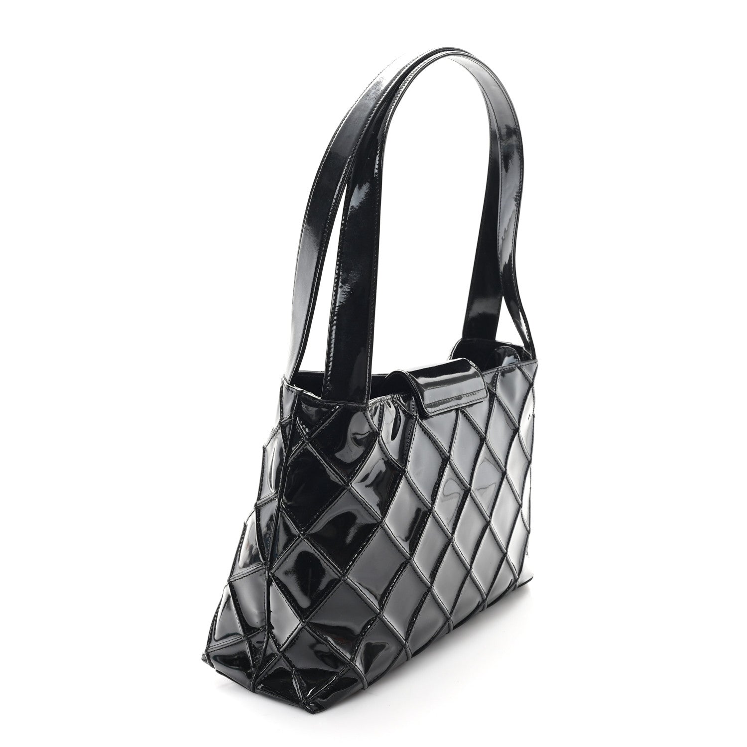 Chanel Patent Quilted Shoulder Bag Black 3 of 13