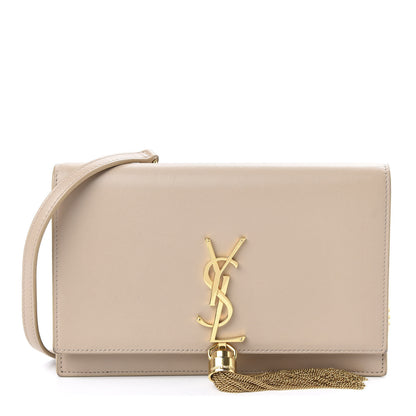 Saint Laurent Smooth Calfskin Classic Monogram Kate Tassel Chain Wallet Nude Powder 2 of 9