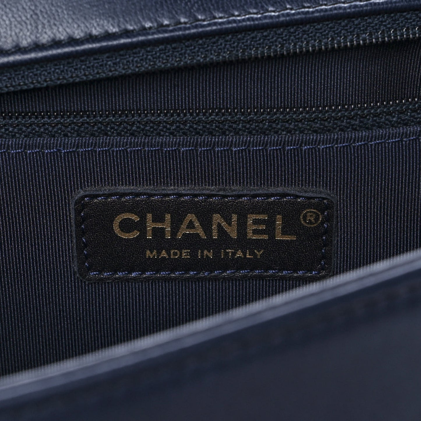 Lambskin Quilted Large Boy Flap Navy