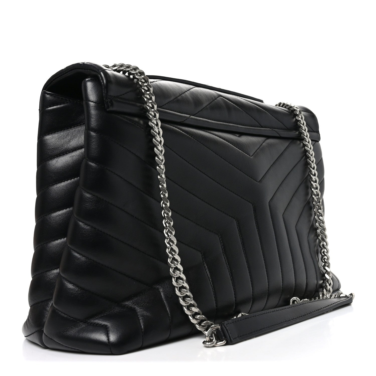 Saint Laurent Calfskin Y Quilted Monogram Large Loulou Chain Satchel Black 3 of 10