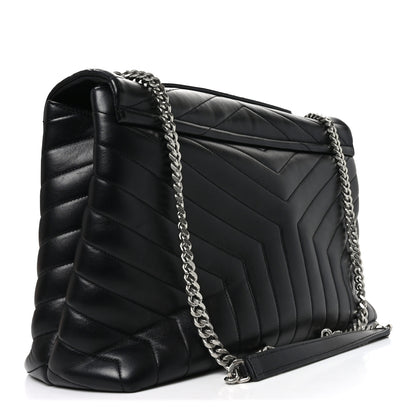 Saint Laurent Calfskin Y Quilted Monogram Large Loulou Chain Satchel Black 3 of 10