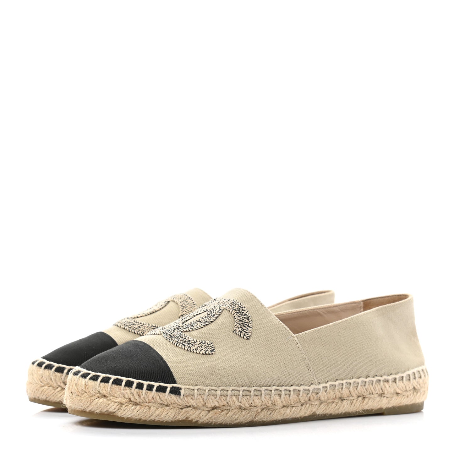 Canvas Grosgrain CC Espadrilles 38 Light Green Black