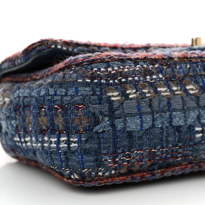 Chanel Tweed Braid Medium Flap Navy Blue Multicolor 9 of 13